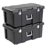 Sterilite 16 Gallon Lockable Footlocker with Wheels, Black (2 Pack) 18429001 Sterilite