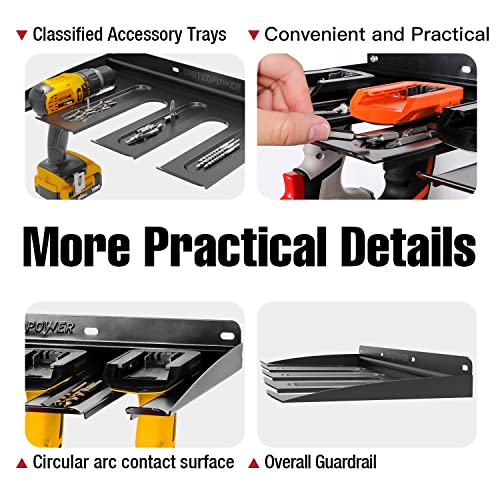 UNITEDPOWER Electric Drill Storage Rack, Holds 4 Drills, 2022 Upgraded Wall Mounted Power Tool Organizer for Workshop, Shed, Garage, Home (Drill UNITEDPOWER