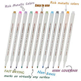 YUANCHENG Metallic Marker Pens, Set of 12 Colors Fine Point Metallic Marker Pens for Black Paper, Rock Painting, Easter Egg, Halloween Pumpkin, Card YUANCHENG