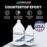 Superclear Countertop Epoxy Resin, 1.5 Gallon 2-Part Epoxy Kit - Certified Food Grade 2:1 Protective Epoxy Resin for Kitchen & Bathroom Counter Tops, Superclear