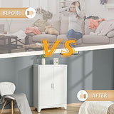 HOMCOM Industrial Storage Cabinet, Steel Garage Cabinet with Double Doors and Adjustable Shelves, White HOMCOM