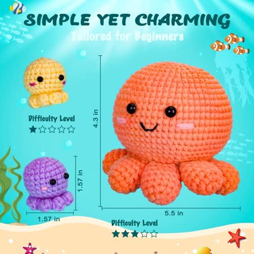 Crochetta Crochet Kit for Beginners, Amigurumi Crocheting Animals Kits w Step-by-Step Video Tutorials, Knitting Starter Pack for Adults and Kids, Crochetta