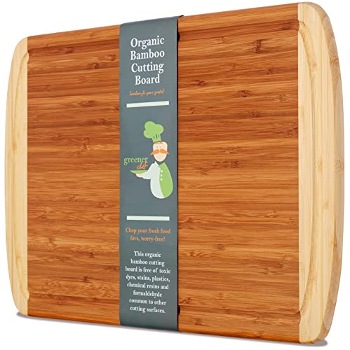 GREENER CHEF 18 Inch Extra Large Bamboo Cutting Board with Lifetime Replacements - Wood XL Cutting Boards for Kitchen - Organic Wooden Butcher Block Greener Chef