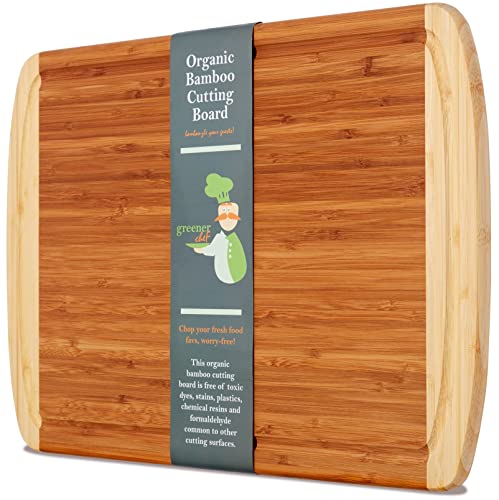 GREENER CHEF 18 Inch Extra Large Bamboo Cutting Board with Lifetime Replacements - Wood XL Cutting Boards for Kitchen - Organic Wooden Butcher Block