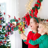 144 Pieces Unfinished Christmas Wooden Ornament Kits for Crafts, 24 Pieces Wooden Picture Frames Cutouts with Bells EVA Stickers, Wood Slices Photo Youyole