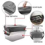 BTSKY Stack & Carry Box, Clear Plastic Storage Container Stackable Home Utility Box with Removable Tray Multi-Purpose Storage Bin for Organizing BTSKY