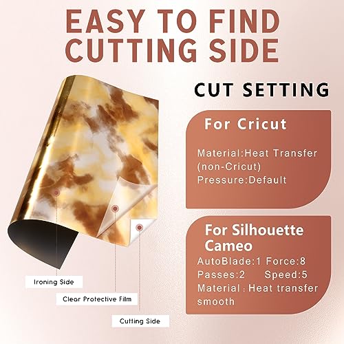 Tintnut Metallic Heat Transfer Vinyl Bundle Chrome HTV Vinyl,12 Sheets 12"x 10" Foil Holographic Gold Iron On Vinyl for Compatible with Cricut or Tintnut