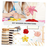 Gogogmee 1 Set Painting Flower Wood Piece Wooden Flower Discs Crafts Unfinished Wood Slices Wood Cutouts Shapes Kids Arts and Crafts DIY Painting Gogogmee