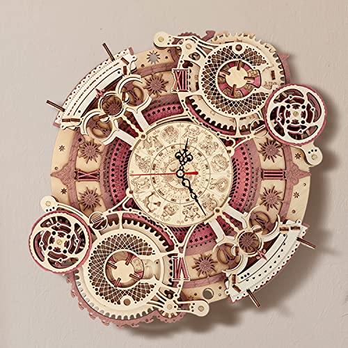 ROKR 3D Wooden Puzzles for Adults Mechanical Clock Kits-Zodiac Clock, DIY Clock Model Building Kits Brain Teaser Puzzles, DIY Crafts/Hobbies/Gifts ROKR