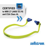 Sellstrom Reusable Banded Ear Plugs, Hearing Protection for Work, 25dB NRR, Hi-Viz Green/Blue, S23430, 1 Count (Pack of 1) Sellstrom