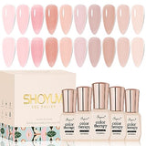 SHOYUM Jelly Pink Gel Nail Polish Set of 10 Colors Nude Gel Polish Kit UV LED Soak Off Nail Polish Gel Home DIY Manicure Nail Art Salon Varnish SHOYUM