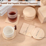 Hushee 96 Pcs Unfinished Wood Coasters 4 Inch Blank Wooden Coasters for Crafts with Non Slip Foam Pad Stickers Wooden Craft Coasters for DIY Stained Hushee