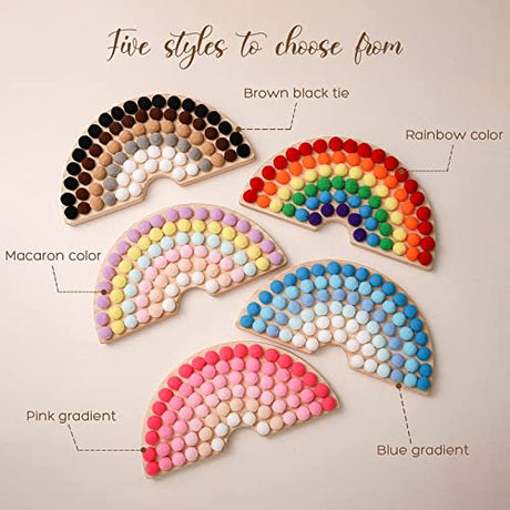 ibwaae Wooden Peg Board Beads Game Color Sorting Toys Counting Matching Game Bead Counting Fine Motor Skill Montessori Toys for Toddlers (Rainbow) ibwaae