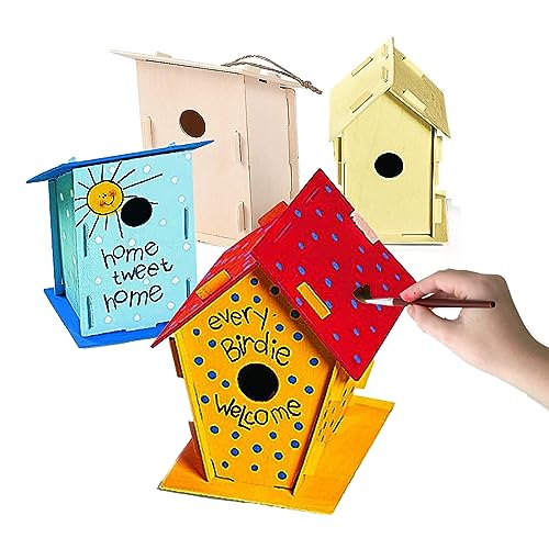 Fun Express Birdhouse Kits for Kids - Unleash Creativity with Safe, Non-Toxic, and Engaging DIY Set - 12 Houses for Hours of Fun - Engaging,