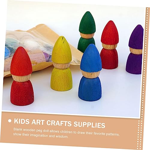 LABRIMP 8pcs Wooden Puppet Graffiti Peg Doll Wood Doll Bodies Family Member Wood Peg DIY Wooden Peg Doll Decorative Peg People Wood Peg Angel Puppet LABRIMP