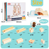 Wooden Marble Run for Kids Ages 4-8, 60 Pieces Wood Building Blocks Toys and Construction Play Set, Marble Track Maze Game STEM Learning Toys Gifts Onshine