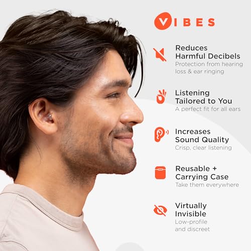 Vibes High Fidelity Ear Plugs - Invisible Earplugs for Music Concerts, Musicians, Motorcycles, Airplanes, Raves, and Work - Noise Reduction and VIBES