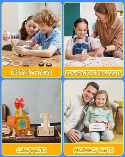 STEM Kits, 4 Set STEM Projects for Kids Ages 8-12, Boys Toys Age 8-10, 3D Wooden Puzzle, Building Arts & Crafts Solar Space Experiment Science Kits,