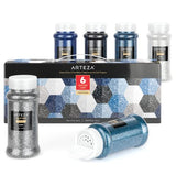 Arteza Fine Glitter Set, 6 x 2-oz Bottles, Ocean-Toned Glitter for Resin, Glue, Acrylic Paint, Arts and Crafts Supplies for Creating DIY Projects and ARTEZA