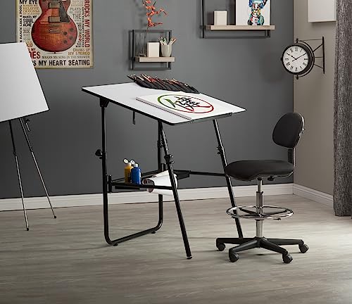 SD Studio Designs Ultima, Foldable Crafting Desk Top Angle and Height Adjustable Drafting Table, 42" W X 30" D, Black/White - WoodArtSupply