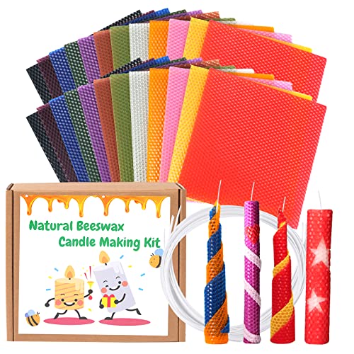 Nafziger 24 Pack 8x8 Inch Beeswax Sheets for Candle Making Kit Starter, Beeswax Candle Making Kit for Kids, Beeswax Honeycomb Sheet, Beeswax for - WoodArtSupply