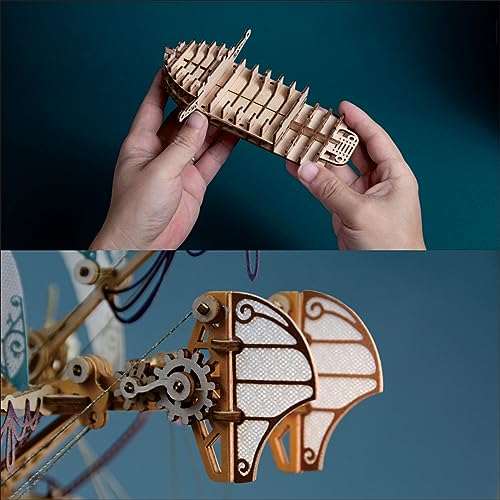 GuDoQi 3D Wooden Puzzles for Adults, DIY Fantasy Spaceship Model Kit, Educational Brain Teaser for Adults to Build, DIY Assembly Toy, Woodcraft Kit, GuDoQi