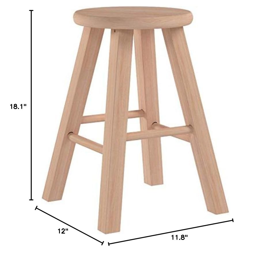 International Concepts 18-Inch Round Top Stool, Unfinished IC International Concepts