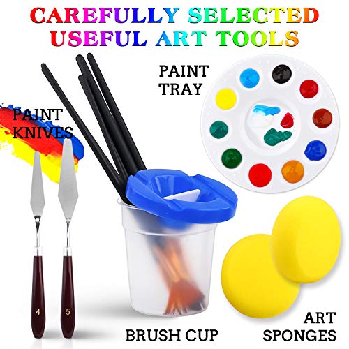 Acrylic Paint Set,46 Piece Professional Painting Supplies with Paint Brushes, Acrylic Paint, Easel, Canvases, Palette, Paint Knives, Brush Cup and ESRICH
