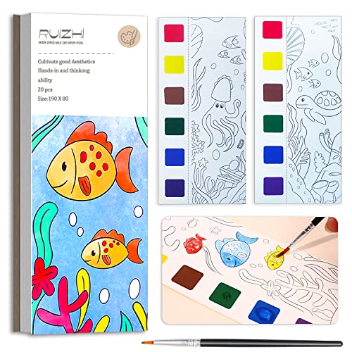 BAOXUE Water Coloring Books for Kids Ages 4-8,Pocket Watercolor Painting Book Kit for Toddlers,Kids Water Color Paint Set Art Crafts,Mini Travel