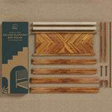 Bme Vivian 14 Inch Rustic Golden Brown Deluxe Bed Frame with Herringbone Headboard Bme