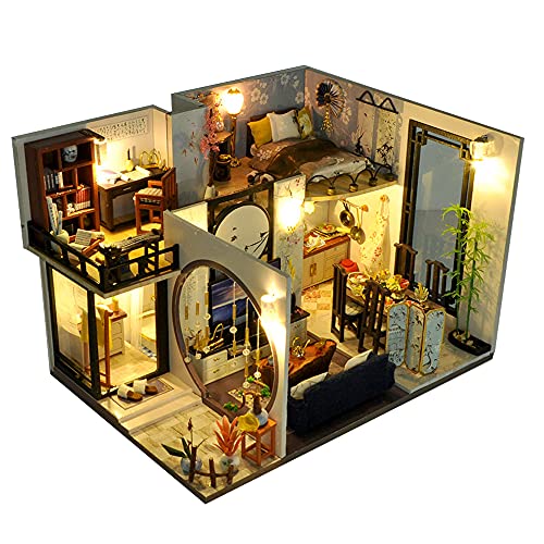 Flever Dollhouse Miniature DIY House Kit with Chinese Style, Creative Room with Furniture for Romantic Valentine's Gift (Bamboo Shadow Jiangnan) - WoodArtSupply