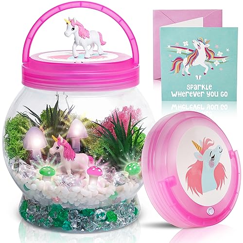 Amitié Lane Arts & Crafts DIY Terrarium w/Augmented Reality App. Unicorn Toys Gifts for Girls 6-8. Arts and Craft Unicorn Birthday Gifts for Kids - WoodArtSupply