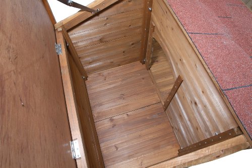 TRIXIE natura Lodge Dog House, Covered Porch, Hinged Roof, Adjustable Legs, Brown, Small TRIXIE