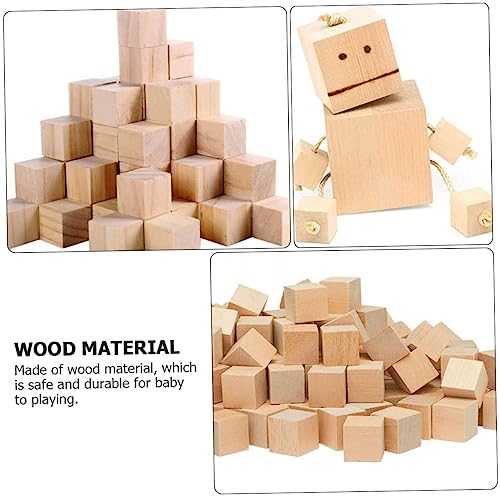 Operitacx 50pcs Wooden Cube Unfinished Wooden Blocks Natural Wood Cube Photo Blocks DIY Stacking Toy Blank Puzzle Wood Squares Mini Toy Wood Cubes Operitacx