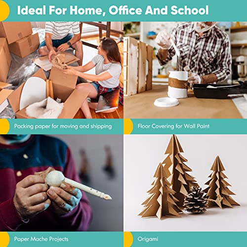 Brown Packing Paper 15"×450", Art Craft Paper, Christmas Wrapping Paper, Kraft Paper Roll for Moving Boxes Supplies, Gift Wrapping Bouquet Flower Vanhench