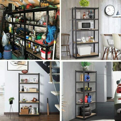 Black Shelves -5 Tier Boltless Garage Shelving Workshop Storage Racking Shelves Heavy Duty Metal Storage Rack Shelf Unit,MDF Sheet Garage - WoodArtSupply