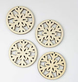 ALL SIZES BULK (12pc to 100pc) Unfinished Wood Laser Cutout Snowflake in Hoop Hoops Dangle Earring Jewelry Blanks Shape Crafts Made in Texas Texan Wood Crafts