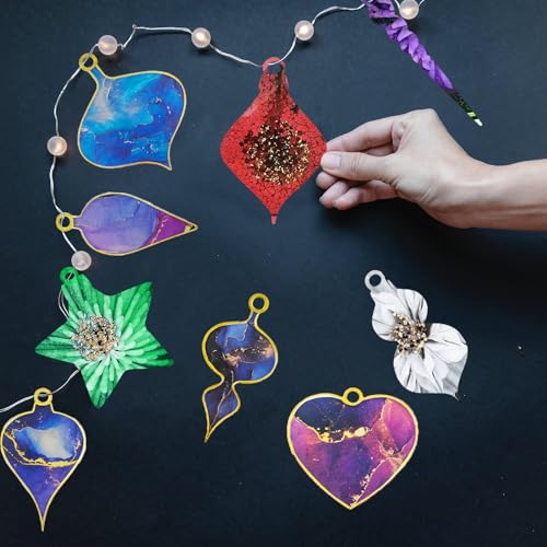 Wehous 2PCS Christmas Resin Molds, Christmas Pendant Keychain Silicone Mold, Christmas Ornament Molds for Epoxy Resin Casting, DIY Resin Accessories Wehous