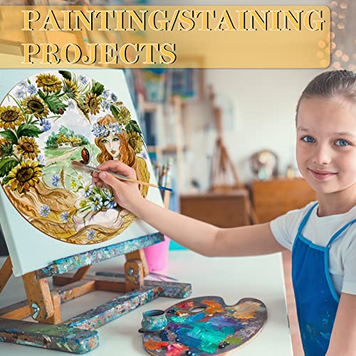 12 Inch Wood Circles for Crafts, 10Pcs Unfinished Wood Crafts with Holders, DIY Wood Rounds for Cricut Projects, Door Hanger, Wood Burning, Painting, Brmeday