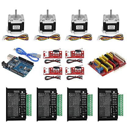 Twotrees CNC Controller Kit with Nema 23 Stepper Motor 8.0，TB6600 Stepper Motor Driver,GRBL CNC Shield Board，Switch Endstop - WoodArtSupply