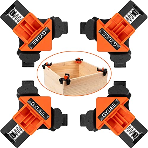 90 Degree Angle Clamps, Woodworking Corner Clip, Right Angle Clip Fixer, Set of 4 Clamp Tool with Adjustable Hand Tools (orange+black) - WoodArtSupply