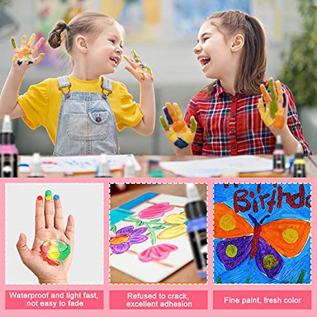 SAGUDIO Airbrush Paint Set 24 Colors (30 ml/1 oz) Opaque & Water Based,Fluorescent Acrylic Paint with Color Wheel - Ready to Spray SAGUDIO