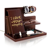 Personalized Wood Phone Docking Station for Husband Boyfriend - I Love You Everyday - Key Holder Wallet Stand Watch Organizer Men Gift Anniversary awofer