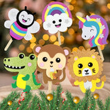 VKPI Make 6 Popstick Puppets Craft Kits for Kids, Foam Art Crafts Gift, Story Time Toys for Ages 4+ Toddler, Unicorn, Cloud, Animals, Preschool VKPI