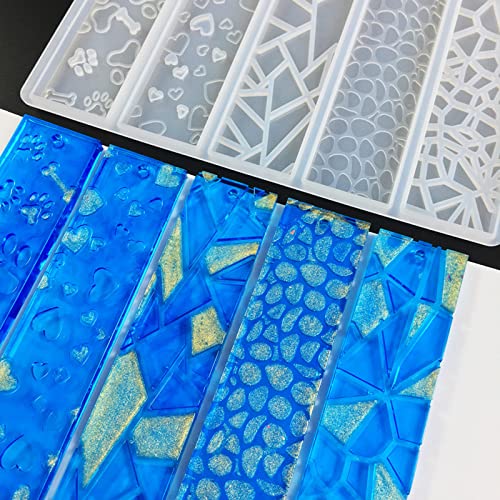 Szecl 10Pcs Resin Bookmark Mold Upgrade Rectangle Bookmark Silicone Mold with 10 Tassel Leaves Texture Flower Shaped Epoxy Resin Casting Mold DIY Szcelling