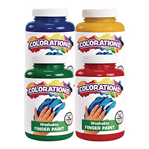 Colorations Washable Finger Paint for Kids, Each 16 fl oz, 4 Colors, Non-Toxic Paint, Kids Finger Paint,Sensory Finger Paint, Kids Paint, Hand - WoodArtSupply