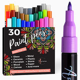 ARTISTRO 30 Acrylic Paint Pens Extra Fine Tip and 30 Acrylic Paint Markers Fine Tip, Bundle for Rock, Stone, Ceramic, Glass, Mugs, Wood, Metal, ARTISTRO