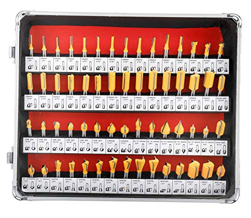 8milelake 100 pcs 1/4inches Shank Router Bit Set Tungsten Carbide Tips Woodworking Kit, Dovetails, Slot Cutters & Straight Router 8MILELAKE