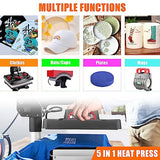 Pro Heat Press, 5 in 1 Heat Press Machine for T Shirts, 15 x 12 Inch Shirt Press Machine, 360-Degree Swing Away Heat Transfer Sublimation Shirt AKEYDIY