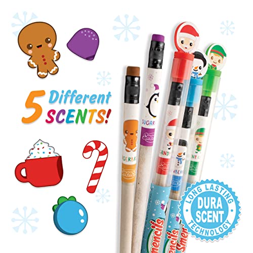 Scentco Holiday Smencils Cylinder - HB #2 Scented Pencils, 50 Count, Gifts for Kids, Party Favors - WoodArtSupply